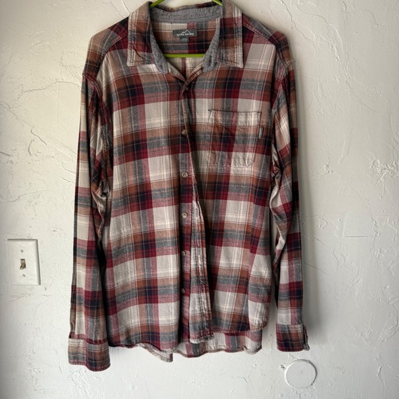Eddie Bauer Mens XXL Flannel Shirt Plaid Long Sleeve Button Up Cabin Outdoor - Picture 1 of 8